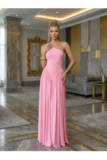 TEK OMUZ MAXİ BOY ELBİSE