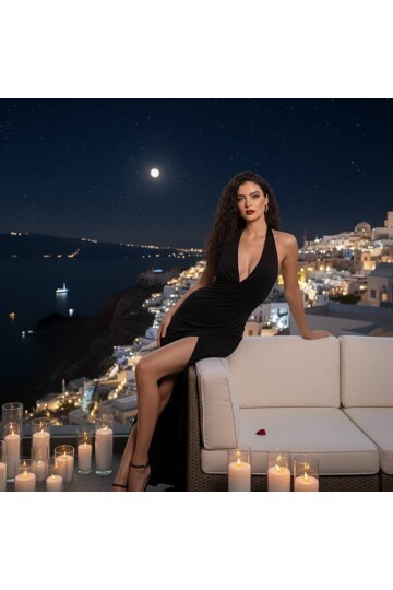 V YAKA BOYUN BAĞLI ELBİSE